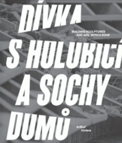 Dívka s holubicí a sochy domů